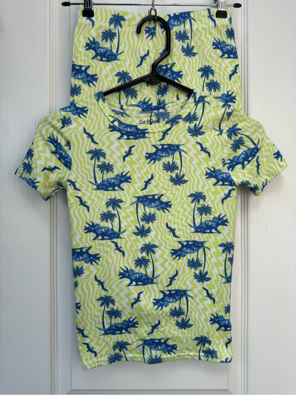 Cat & Jack Lime Green and Blue Tropical Short Sleeve Pajama Set